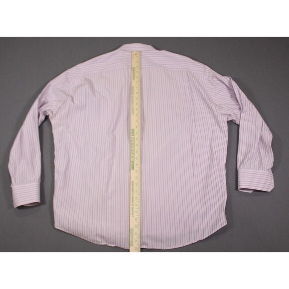 Canali Long Sleeve Dress Shirt Men’s 18 46 Pink Striped Pocket Made In Italy - Picture 6 of 10